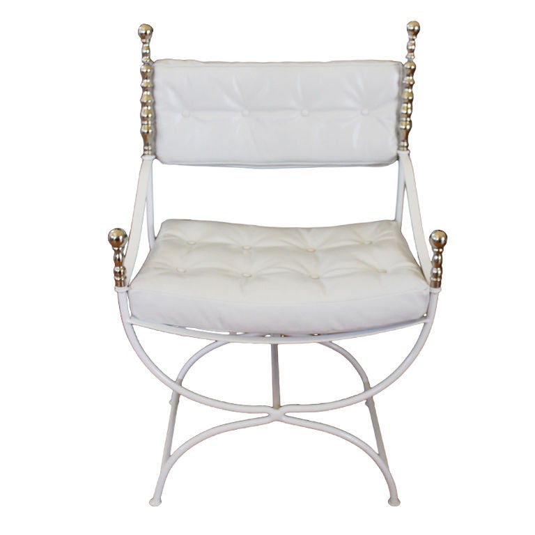 Throne Chair with White Leather Replated