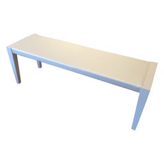 Mid-Century Bench in Off-White Lacquer and Special Satin Upholstery