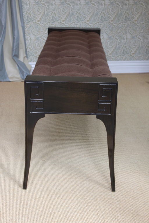 American Regency bench in walnut with cashmere upholstery