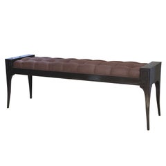 Regency bench in walnut with cashmere upholstery