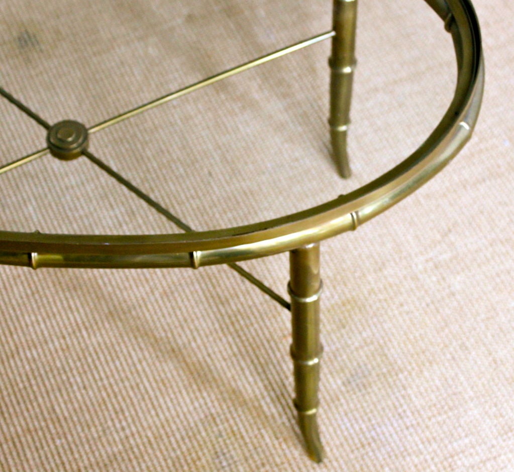 Italian Mastercraft Brass Bamboo Oval Coffee Table