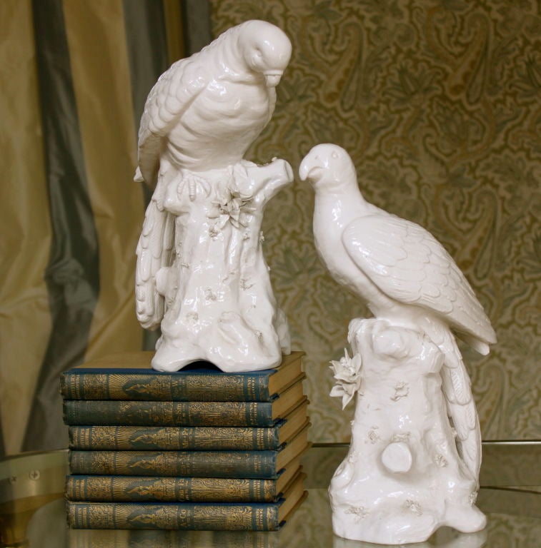 Ceramic Pair White Blanc de Chine Birds