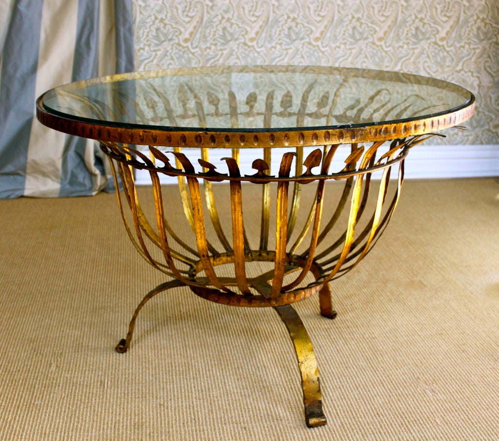 Gilt Metal Coffee / side Table by Ferrocolor Spain In Good Condition In Los Angeles, CA