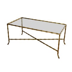 Brass and Glass Bamboo Coffee Table in the style of Jansen