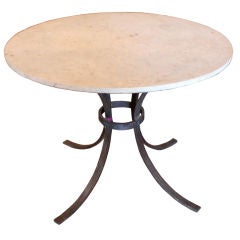 Vintage 1930's Industrial Style Limestone table with metal base