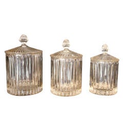 Set of Three Cut Glass Decanters