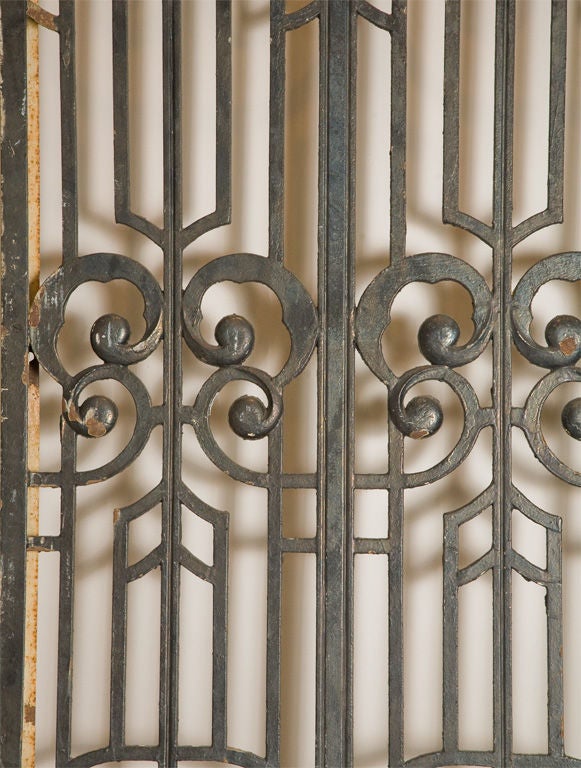 Monumental 11.5' tall cast iron Art Nouveau Gates / panels 1