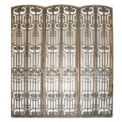 Monumental 11.5' tall cast iron Art Nouveau Gates / panels
