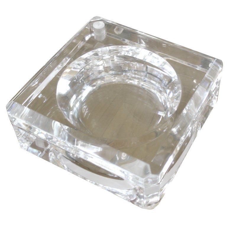 Square Lucite Box with Swivel lid at 1stdibs