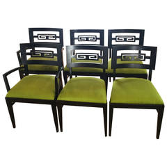 Six Mid-Century Greek Key Chairs