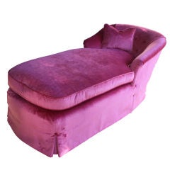 Chaise in Pink Velvet with button detail skirt