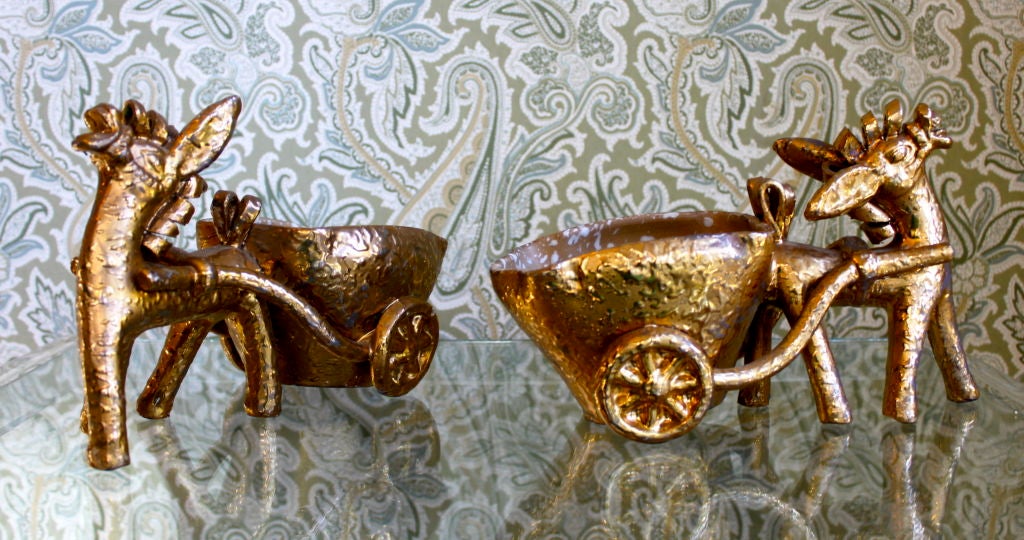 Pair of Italian Ceramic Donkey Planters