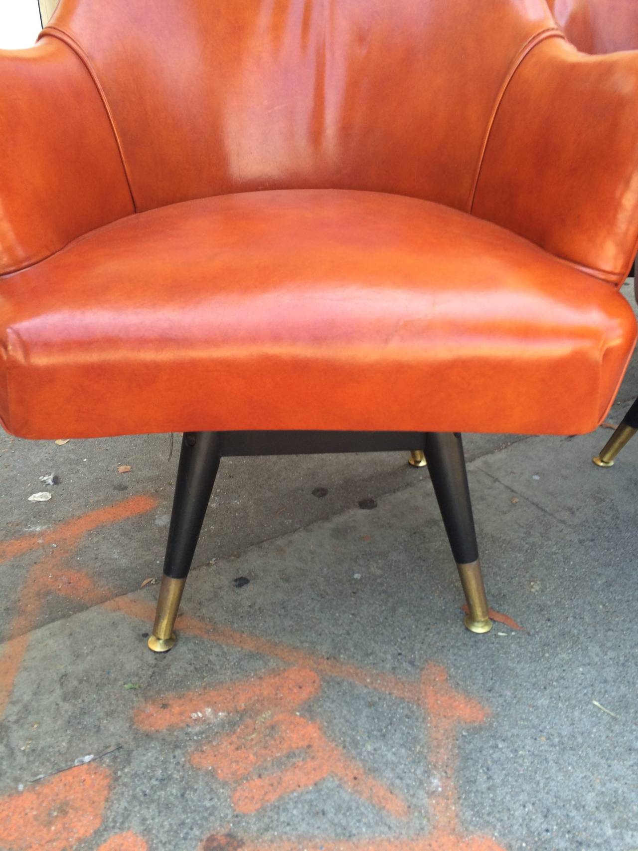 20th Century Four Mid-Century Leather Game Table Chairs