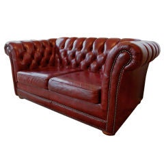 Burgundy Leather Chesterfield  sofa