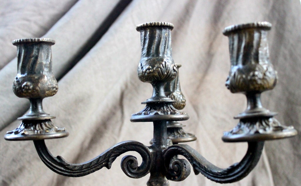 20th Century Pair of substantial four candle Bronze Elephant Candelabras
