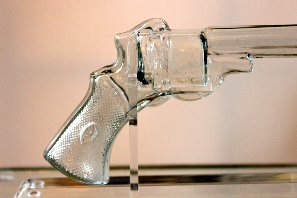 American Vintage Glass Revolver on Acrylic Stand