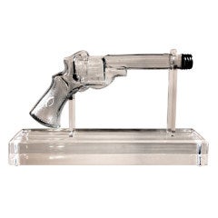 Vintage Glass Revolver on Acrylic Stand