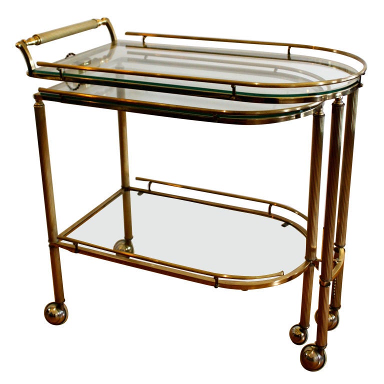Brass Expandable Tri-Level Bar Cart