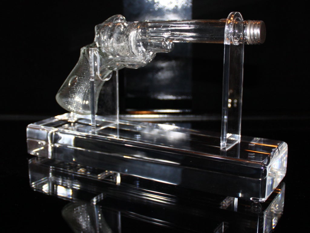 Vintage Glass Revolver on Acrylic Stand 1
