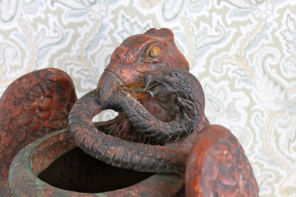20th Century Ceramic Snake Basket with Eagle Design