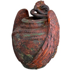 Ceramic Snake Basket with Eagle Design