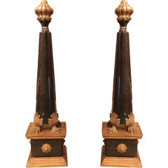 Pair Marble and Brass Obelisk's with claw feet detail