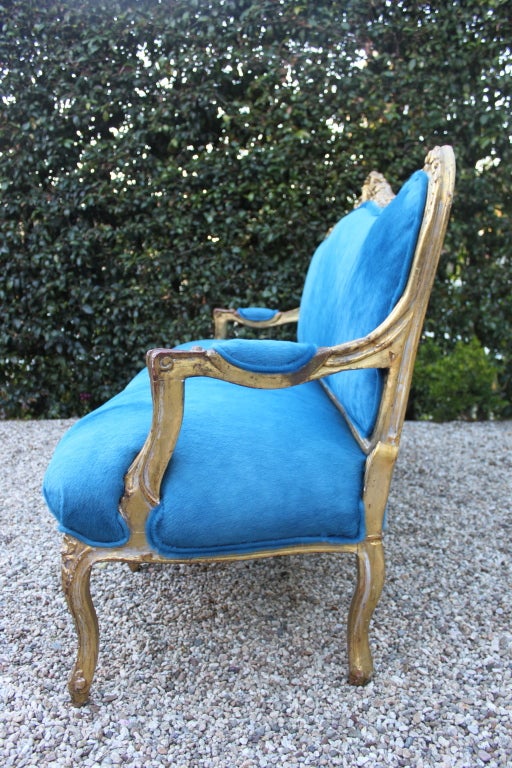 Stunning in every way - beautiful gilded french settee with Italian dyed pony skin - and no, we didn't raid the petting zoo -