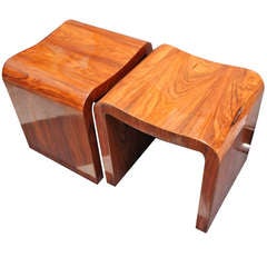 Pair of Wooden Footstools/Side Tables