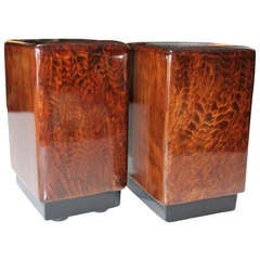 Polished Burled Mahogany Wood Bookends
