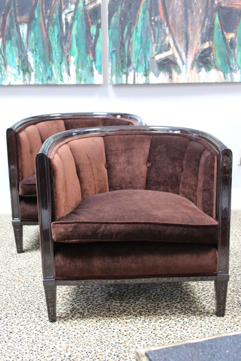 American Pair of Upholstered Tub Chairs