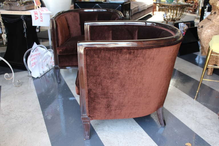 Art Deco Pair of Upholstered Tub Chairs