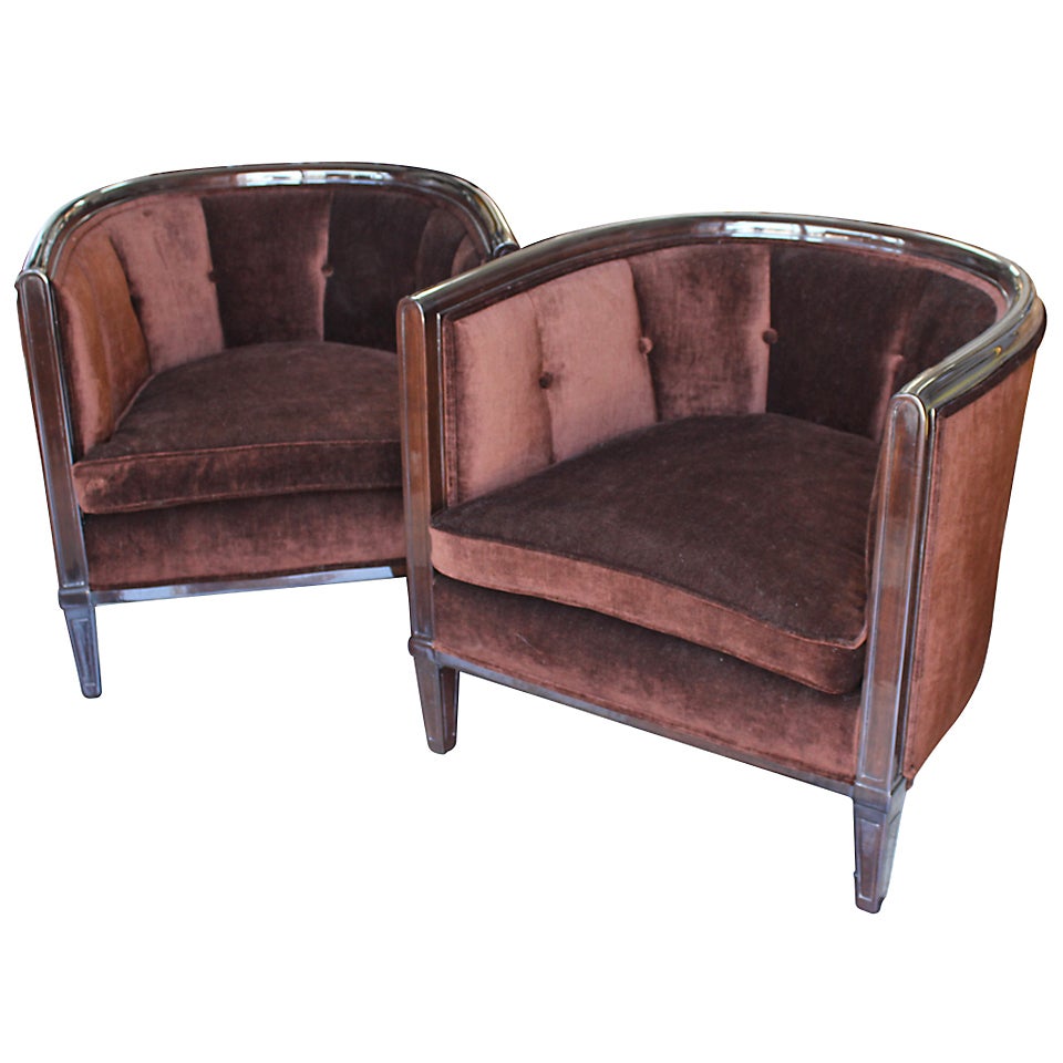 Pair of Upholstered Tub Chairs at 1stDibs