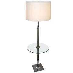 Brass, Nickel & Glass Floor Lamp with Glass Table by Laurel Lighting