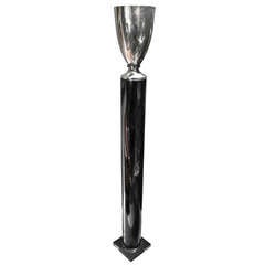 Torchiere Light with Silver Plating and Lacquer Piano Finish