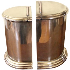 Antique Pair of Brass Humidor  Bookends with open lid for storage