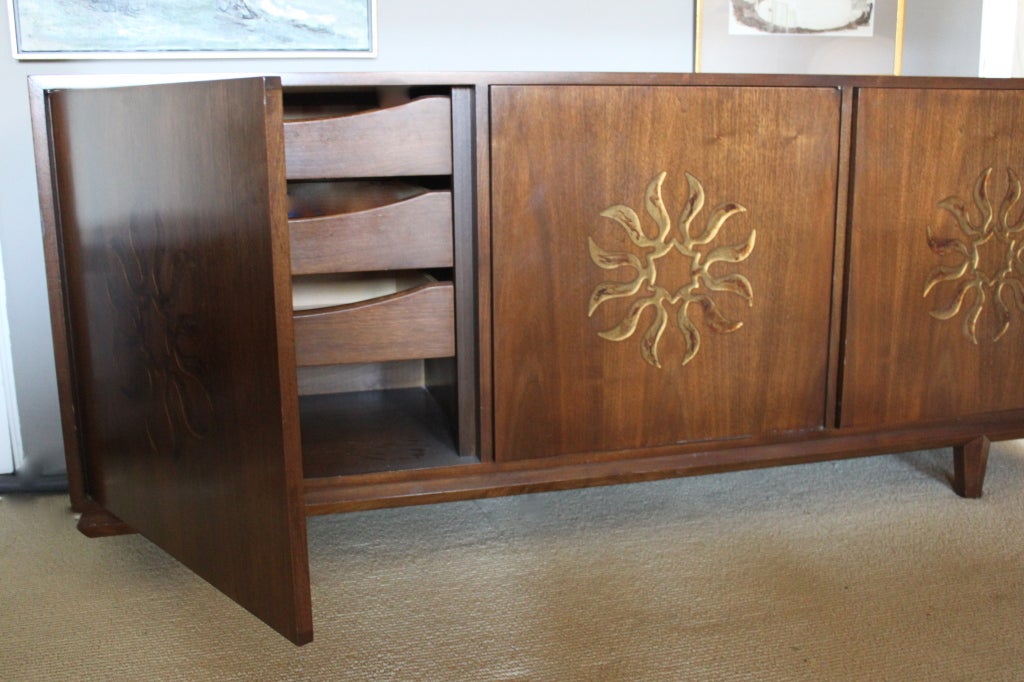 American Cal Mode cabinet with carved door detailing