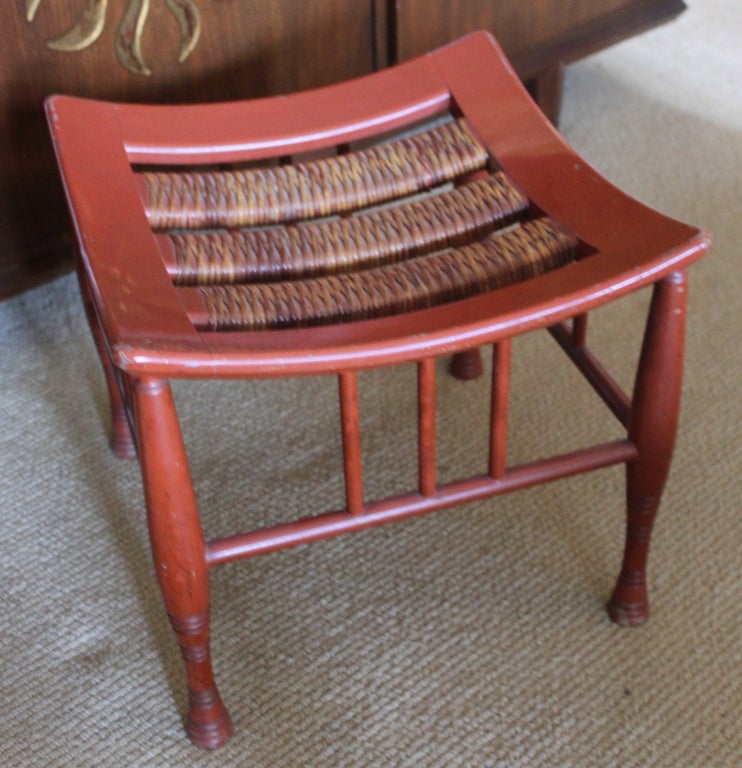 Thebes stool with rush seat detail