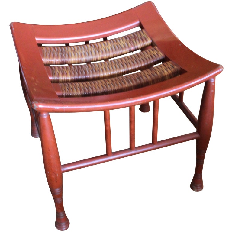 Thebes stool with rush seat detail