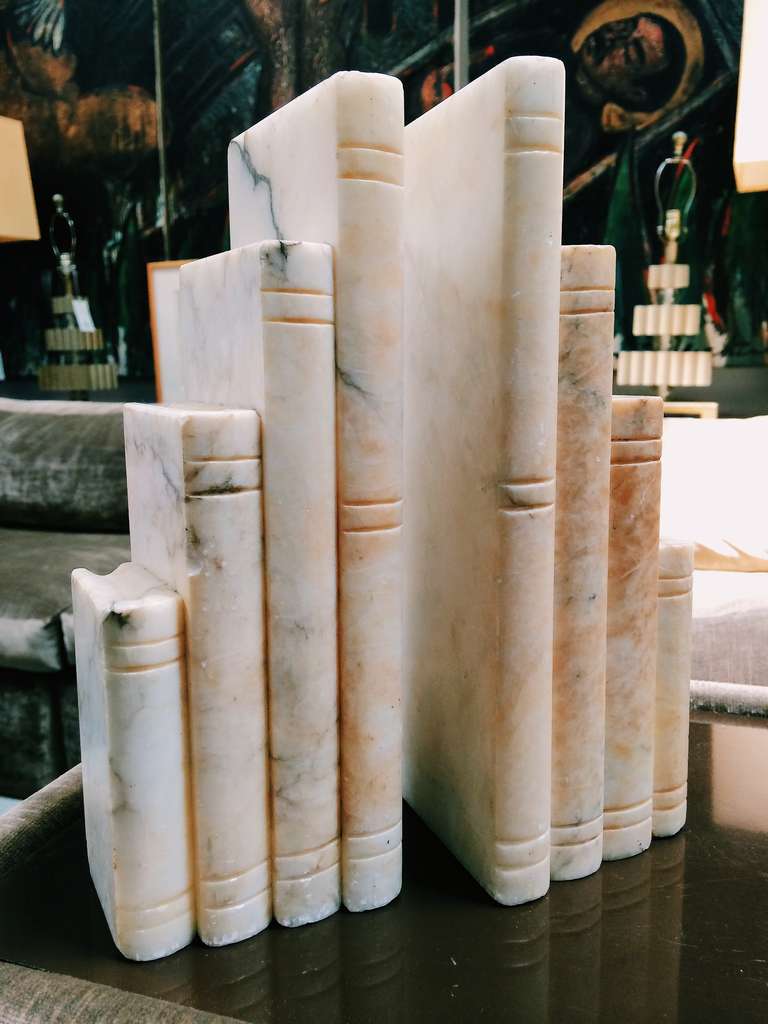 A set of alabaster bookends from Paris, circa 1930