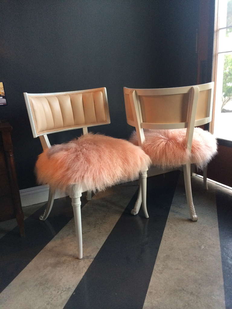 American Pair Of Very Glam Newly Restored Grosfeld House Chairs