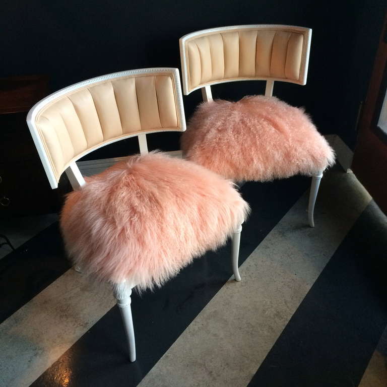 Pair Of Very Glam Newly Restored Grosfeld House Chairs In Excellent Condition In Los Angeles, CA