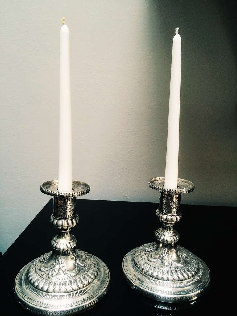 Pair of Sterling Silver Candlesticks In Excellent Condition In Los Angeles, CA