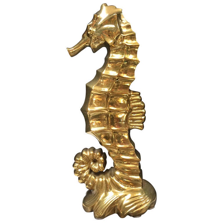 Gold Plate Bronze Seahorse Sculpture at 1stDibs seahorse sculptures