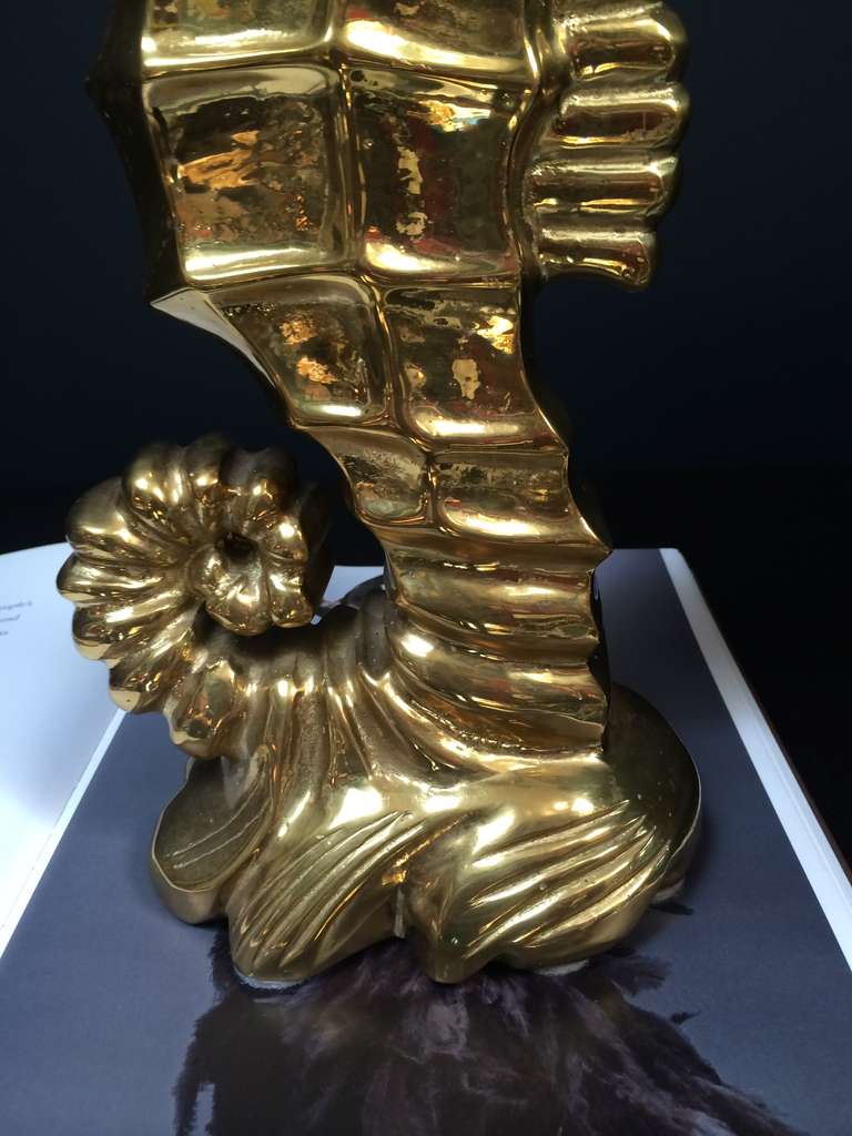 Gold Plate Bronze Seahorse Sculpture at 1stdibs