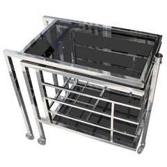 Polished Chrome Bar Cart In The Manner Of Milo Baughman