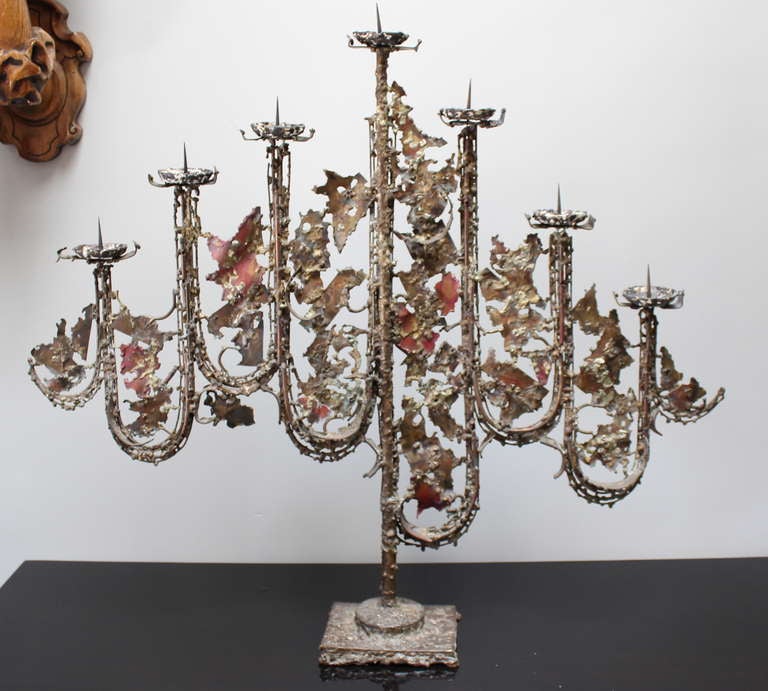Monumental Brutalist Candelabra, tall and impressive with Seven candleholders. Can hold about a 2.5