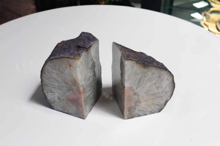 Pair of Quartz Geode Book Ends