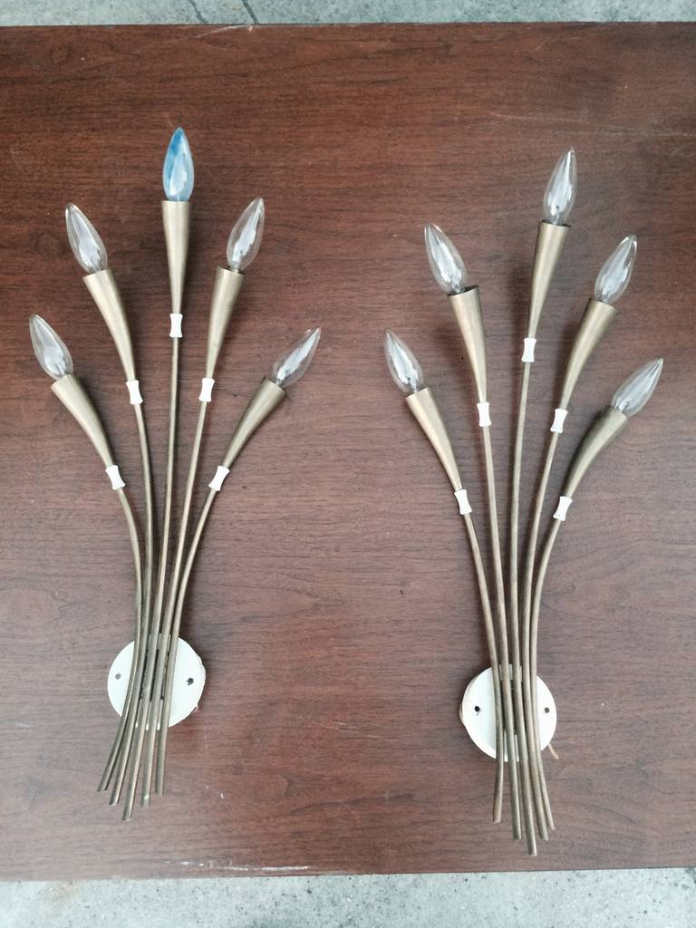 Pair of Brass Lightolier Sconces