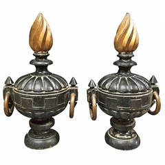 Pair of Decorative Wooden "Urn's" with Finial