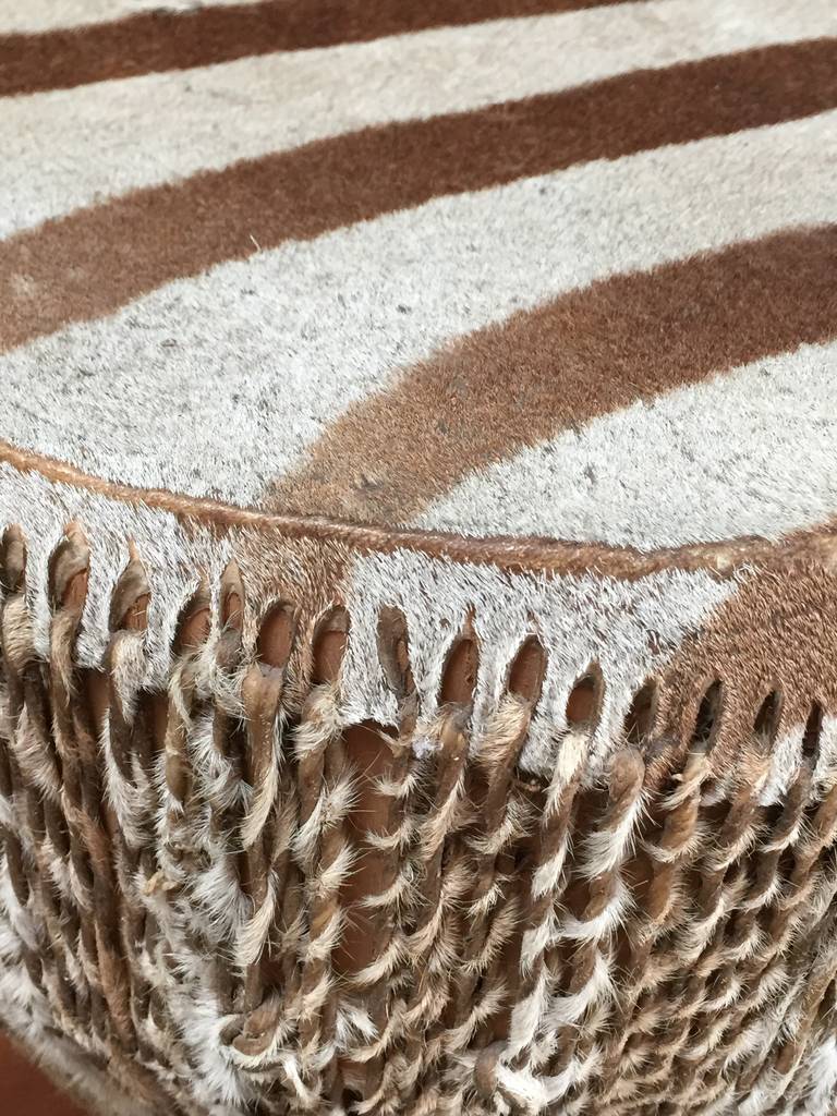 Zebra Skin Drum or Table In Excellent Condition In Los Angeles, CA